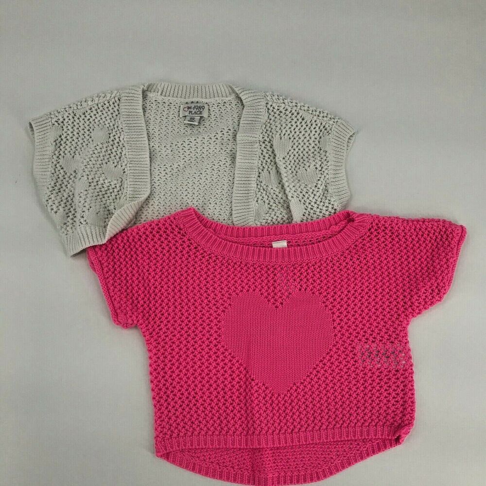 1989 The Children's Place Cherokee 2 Girls Pink White Sweaters Youth Size Small